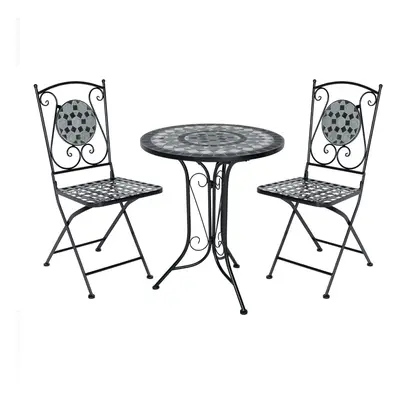 Charles Bentley Piece Wrought Iron Mosaic Bistro Set Table and Chairs