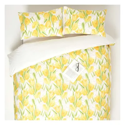 (Super King: x cm (102 x 87?)) Yellow Tulips Digitally Printed Cotton Duvet Cover Set