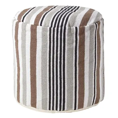 (45 x cm) Grey Black and White Stripe Bean Filled Pouffe and Footstool