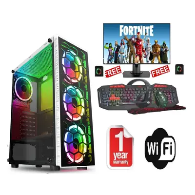 Fast Gaming Intel Quad Core i7 16GB RAM 128GB SSD+ 1TB HDD PC Bundle & Speakers & Monitor