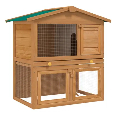 vidaXL Outdoor Rabbit Hutch Small Animal House Pet Cage Doors Wood Habitat