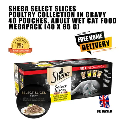 (Poultry Collection in Gravy (40x85g)) Sheba Select Slices Wet Cat Food for Adult Cats