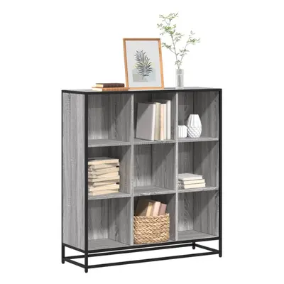 vidaXL Bookcase Bookshelf Storage Shelf Grey Sonoma Engineered Wood and Metal