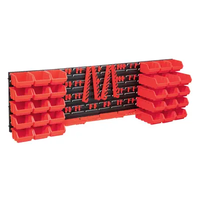 vidaXL Storage Bin Kit with Wall Panels Piece Red and Black Tool Boxes