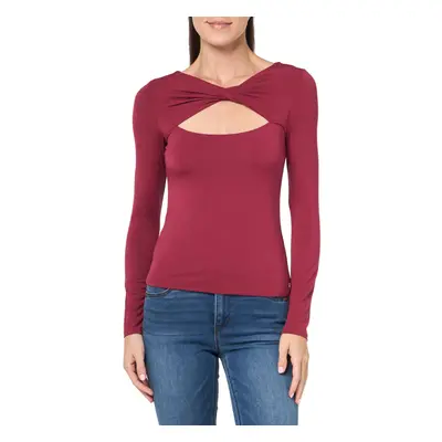 GUESS Women's Long Sleeve Twisted Yoke MENA Top Tahiti Red