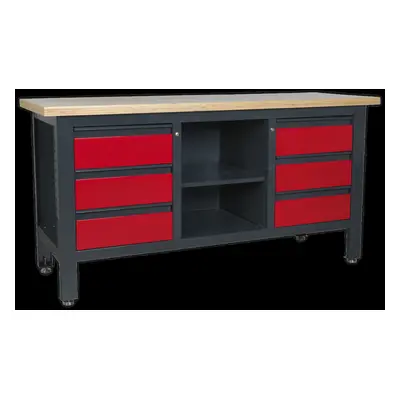 Workstation with Drawers & Open Storage