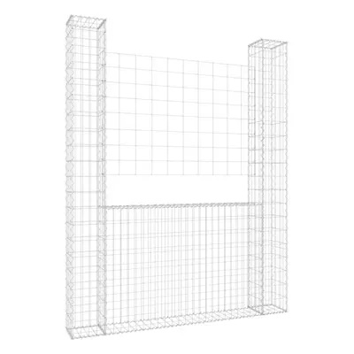 vidaXL U-shape Gabion Basket with Posts Iron Basket Wall Fence Panel Barrier