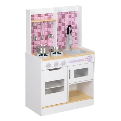 AIYAPLAY Kids Play Kitchen, Pretend Play Kitchen for Ages 3+, White