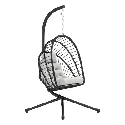 Outsunny PE Hanging Swing Chair w/ Thick Cushion, Patio Hanging Chair, Black