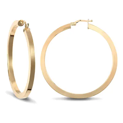 Jewelco London Ladies 9ct Yellow Gold Square Tube 3mm Hoop Earrings 45mm - JER458D