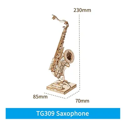 (TG309 Saxophone) Robotime Rolife 3D Wooden Puzzle Games Saxophone Drum kit Accordion Cello