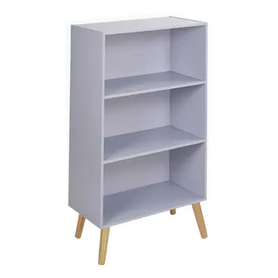 (Grey, Pine) 60cm Wide Tier Bookcase Storage Cabinet Scandinavian Style Legs Dining Room Display