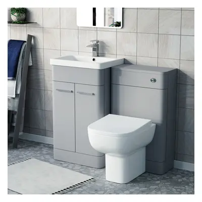 Nes Home Matte Grey 500mm Freestanding Vanity WC Unit & BTW Toilet Flat Pack