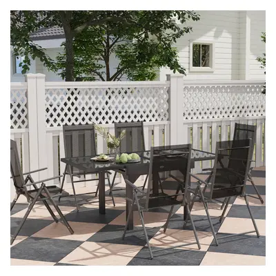 Outsunny Piece Outdoor Dining Set w/ Extendable Table and Folding Chairs