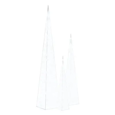 vidaXL Acrylic Decorative LED Light Cone Set Cold White Home Holiday Ornament