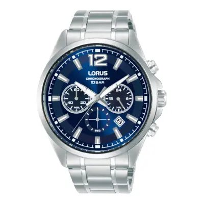 (Blue) Lorus Mens Chronograph Watch Stainless Steel Strap