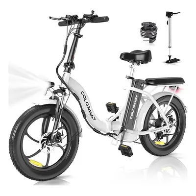 (White) COLORWAY Bk6S 20'' Electric Bike, Folding EBike, City Bike with 36V