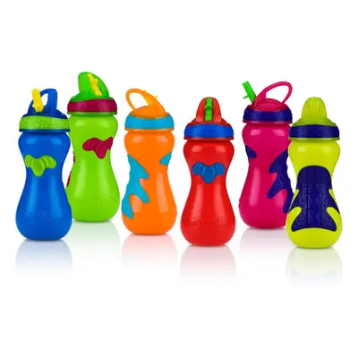 Nuby Flip-It Top Gator Grip Plastic Sipper, Ounce, Colors May Vary