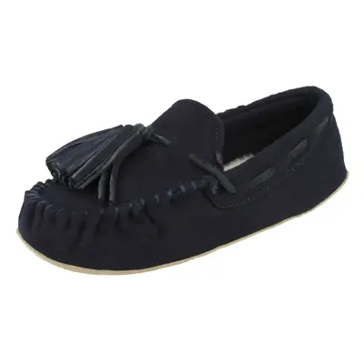 (UK 3, Navy (Blue)) Ladies Clarks Moccassin Style Slippers Cozily Comfy - D Fit