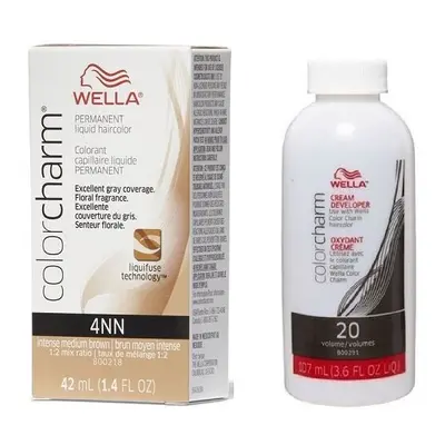 (4NN + Dev(vol20)3.6oz) Wella 4NN Intense Medium Brown Color Charm Permanent Liquid Haircolor