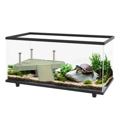 PawHut Turtle Tank 50L Glass Turtle Aquarium w/ Easy Drainage, x x 32cm