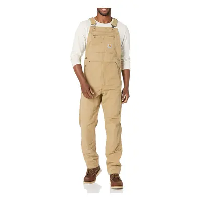 Carhartt mens Rugged Flex Relaxed Fit Canvas Bibs Overalls Dark Khaki