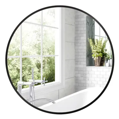 HOMCOM Round Bathroom Mirror, Modern Wall Mirror Aluminium Frame, x 70cm