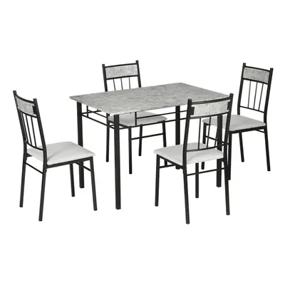 HOMCOM Pieces Dining Room Sets, Kitchen Table and Chairs Set with Marble Top