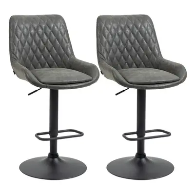 HOMCOM Bar Stools Set of 2, Adjustable Bar Chairs Swivel for Kitchen Grey