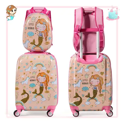 2 Pcs Kids Luggage Set & Children Carry-on Suitcase Set-Pink