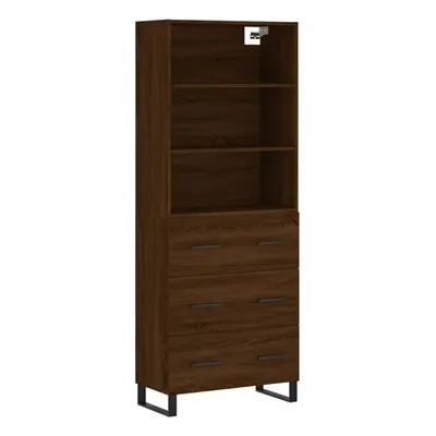 (brown oak, drawers) vidaXL Highboard Sideboard Storage Cabinet High Gloss White Engineered Wood