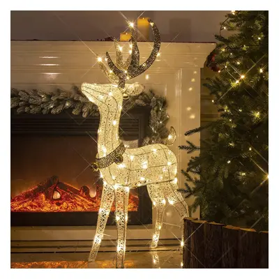 (1.2 M) Christmas Reindeer Light up Deer Deocrations Mains Powered LED Twinkling Reindeer for Ho