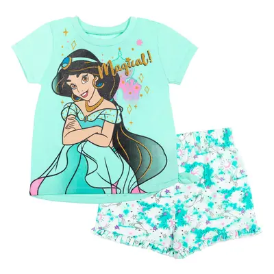 Disney Princess Jasmine Toddler Girls T-Shirt and French Terry Shorts Outfit Set 2T