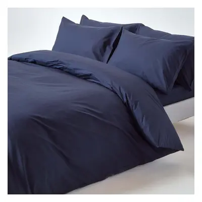 Homescapes Single Navy Blue Egyptian Cotton Duvet Cover Set TC