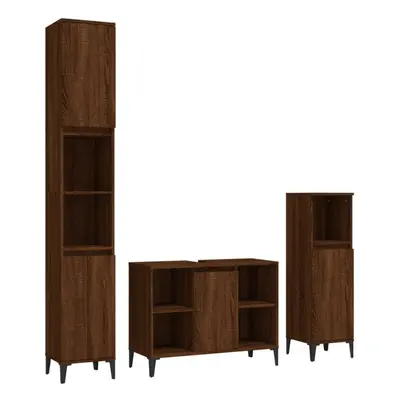 (brown oak) vidaXL Bathroom Furniture Set Washroom Vanity Unit Piece Engineered Wood