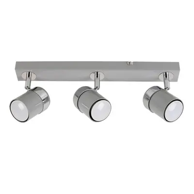 Modern Way Adjustable Gloss Grey & Silver Chrome Straight Bar Ceiling Spotlight Fitting - Comple