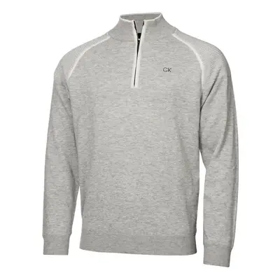 (2XL, Silver Marl) Calvin Klein Mens Pico 1/4 Zip Lined Windproof Stretch Golf Sweater