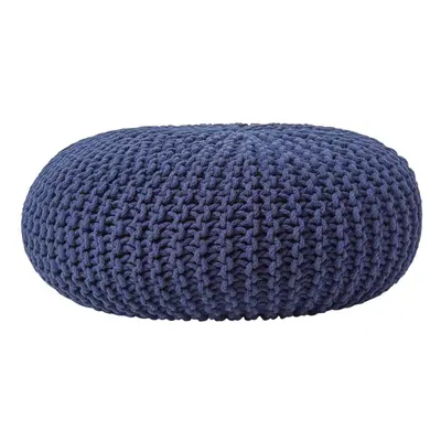 (Navy Blue) Knitted Cotton Large Round Pouffe Footstool x cm