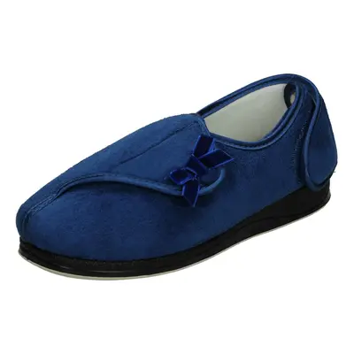 (Blue, UK 9) Ladies Padders Hook And Loop Comfort Slippers Penny