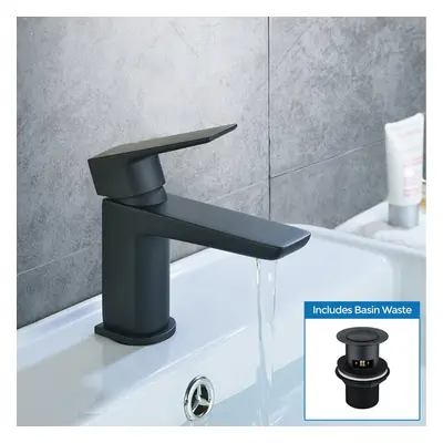 Keninton Bathroom Cloakroom Basin Mono Mixer Black Matt Tap With Waste