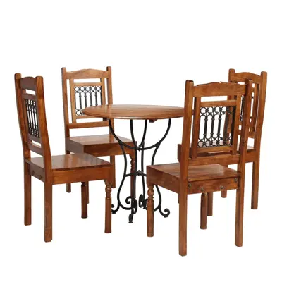 (4 piece) vidaXL Dining Table Dining Room Table Solid Acacia Wood with Sheesham Finish