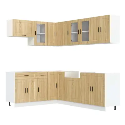 (sonoma oak) vidaXL Piece Kitchen Cabinet Set Porto Brown Oak Engineered Wood