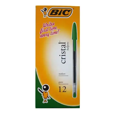 (Medium, Green) BiC Cristal Original Ballpoint Pen (12/box)