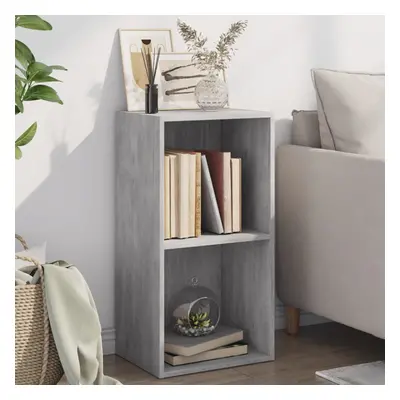 vidaXL 2-Tier Book Cabinet Concrete Grey Engineered Wood Storage Highboard