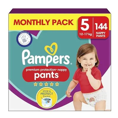 Pampers Baby Premium Protection Nappy Pants, Size 12 - 17kg Nappies, MONTHLY SAVING PACK, N1 Com