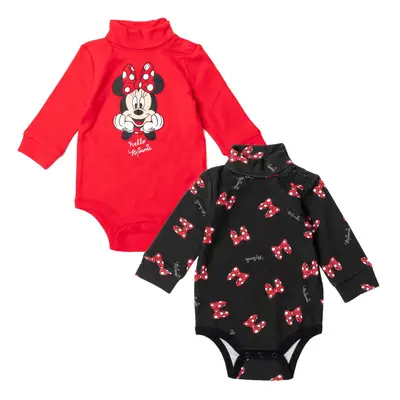 Disney Minnie Mouse Newborn Baby Girls Pack Turtleneck Cuddly Bodysu