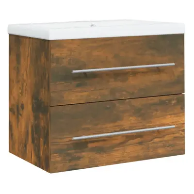 (smoked oak) vidaXL Sink Cabinet with Built-in Basin Smoked Oak Engineered Wood Sink Unit