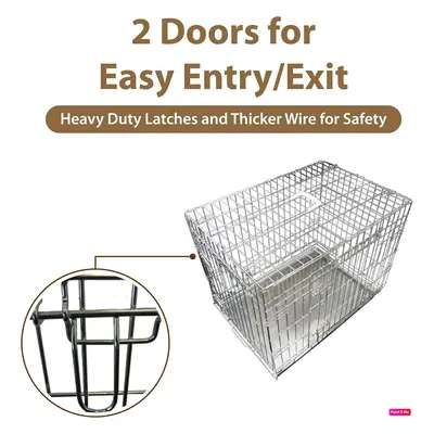 (Details) Ellie-Bo Silver Dog Crate Door, Non-Chew Tray