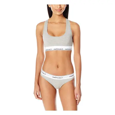 Calvin Klein Womens Modern Cotton Bralette and Bikini Set Grey Heather