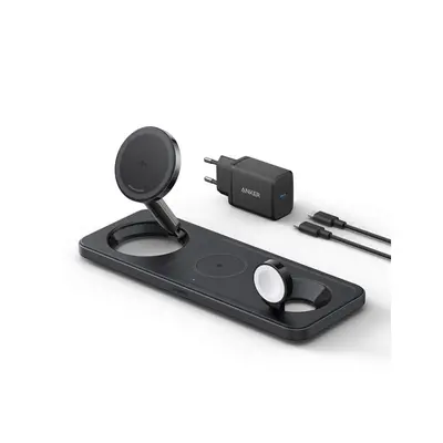 MAGGO 15W 3-IN-1 HORIZONTAL MAGNETIC STATION BLACK